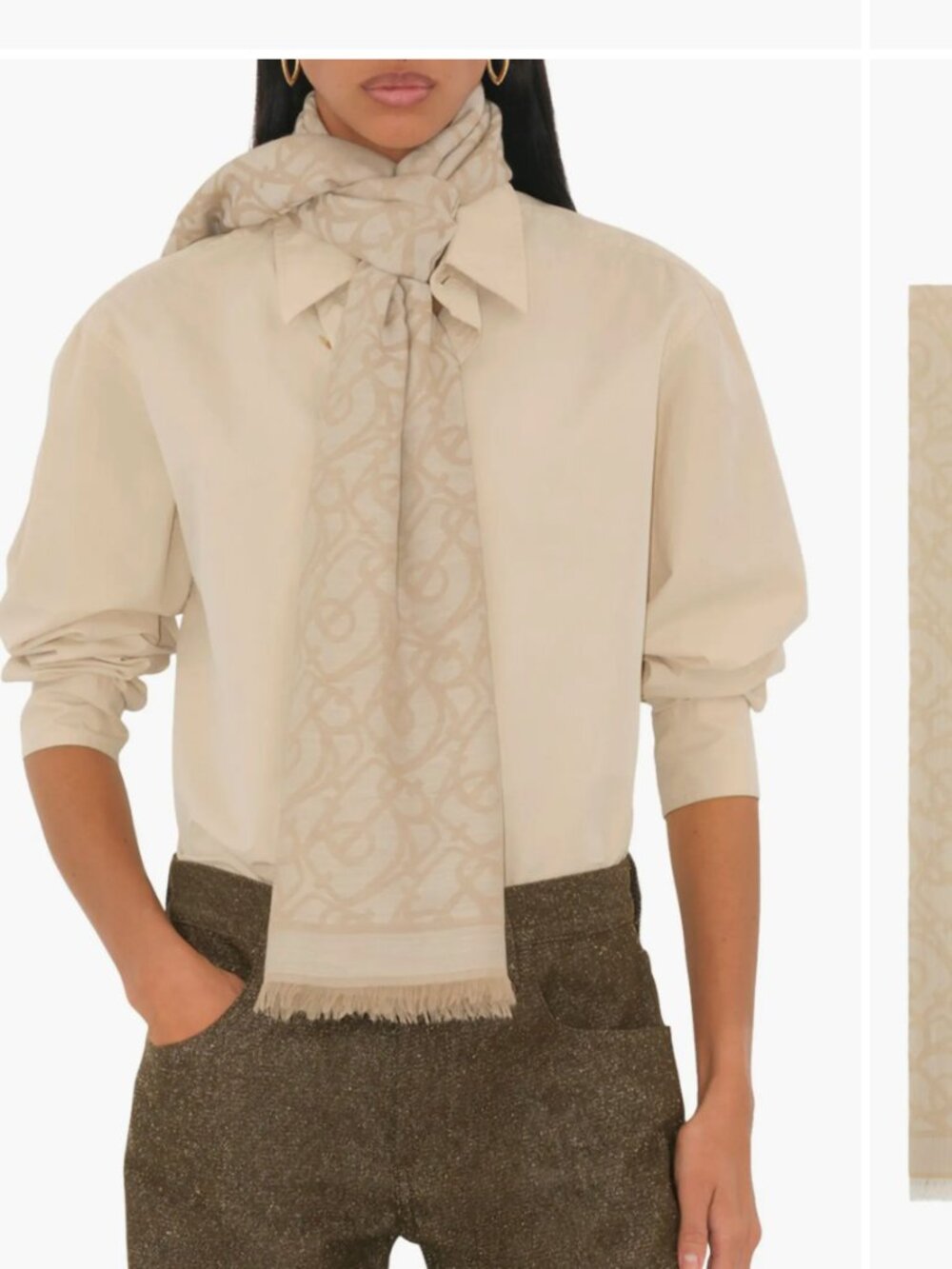 B Charm Jacquard Wool Fringe Square Burberry